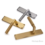 Bauhaus Knurled Door Handle on Plate in Polished Chrome