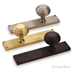 Beehive Reeded Mortice Knob on Plate  in Polished Brass