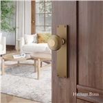Beehive Reeded Mortice Knob on Plate  in Polished Brass