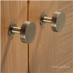 Knurled Disc Cabinet Knob with Rose in Matt Bronze/Satin Brass