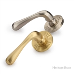Charlbury Reeded Door Handle on Round Rose in Matt Bronze