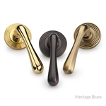 Charlbury Reeded Door Handle on Round Rose in Matt Bronze