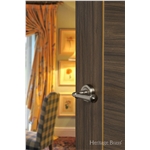 Colonial Door Handle on Round Rose in Polished Brass