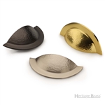 Crescent Drawer Cup Pull Hammered Design in Polished Brass