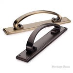 Door Pull Handle on Back Plate in Matt Bronze