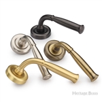 Lincoln Door Handle on Round Rose in Satin Nickel