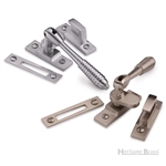 Mortice & Hook Plate Reeded Casement Fastener  in Polished Brass