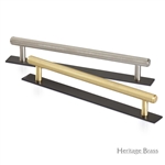 Knurled Cabinet Pull Handle with Plate in Matt Bronze/Satin Brass