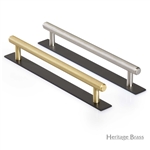 Knurled Cabinet Pull Handle with Plate in Matt Bronze/Satin Nickel