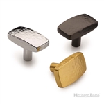 Rectangular Hammered Cabinet Knob in Antique Brass