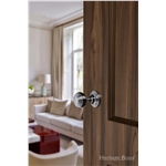 Reeded Mortice Door Knob on Rose in Polished Chrome