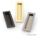 Reeded Rectangular Flush Pull  in Polished Chrome