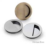 Round Half Moon Flush Pull in Polished Brass