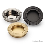 Round Reeded Flush Pull  in Satin Chrome