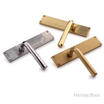 Octave Reeded Door Handle on Plate in Satin Brass