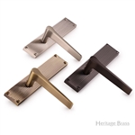 Gio Reeded Door Handle on Plate in Satin Nickel