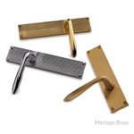 Sutton Reeded Door Handle on Plate in Satin Brass