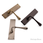 Roma Reeded Door Handle on Plate in Satin Brass