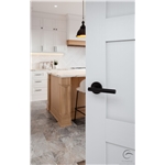 Shuttle Door Handle on Round Rose in Polished Chrome