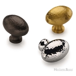 Victorian Oval Cabinet Knob Hammered Design in Polished Chrome