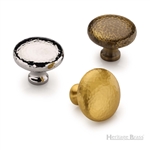 Victorian Round Cabinet Knob Hammered Design in Antique Brass