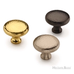 Victorian Round Cabinet Knob Hammered Design in Antique Brass