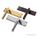 Bauhaus Door Handle on 200mm Plate in Polished Brass
