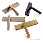 Bauhaus Door Handle on 200mm Plate in Satin Nickel