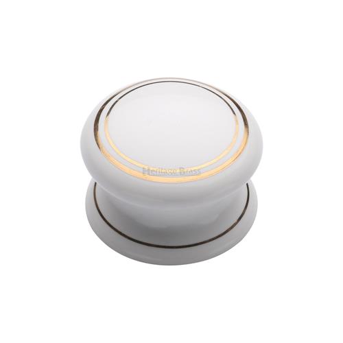 Porcelain Cabinet Knob Gold Line