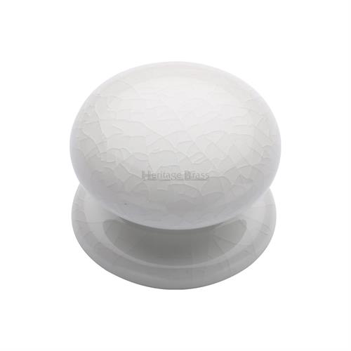 White Crackle Cabinet Knob