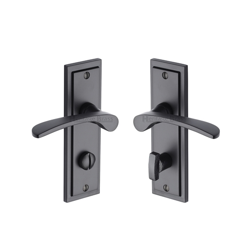 Boston Door Handle on Plate in Matt Black