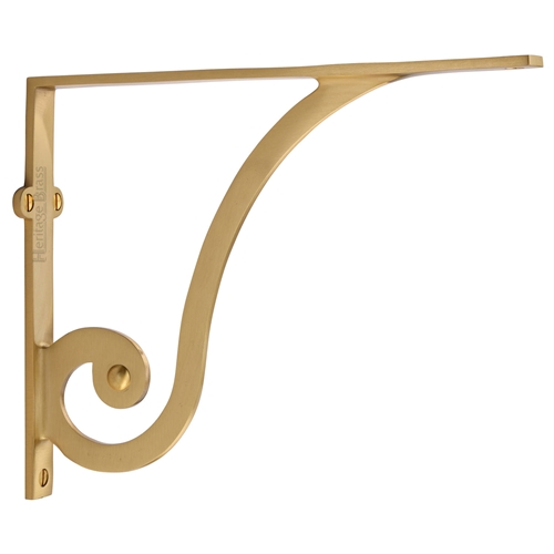 Heritage Brass Ornate Shelf Bracket in Satin Brass