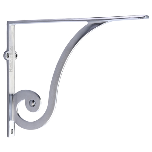 Heritage Brass Ornate Shelf Bracket in Satin Chrome
