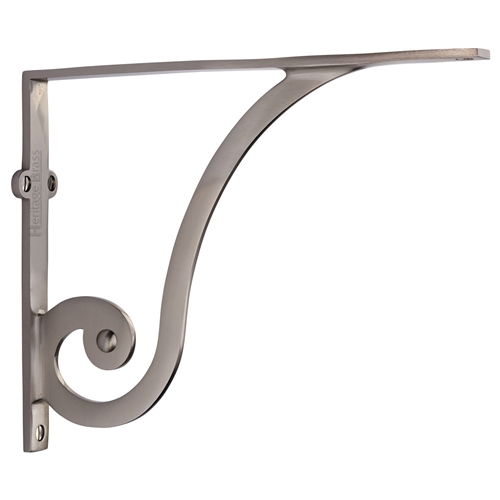 Heritage Brass Ornate Shelf Bracket in Satin Nickel