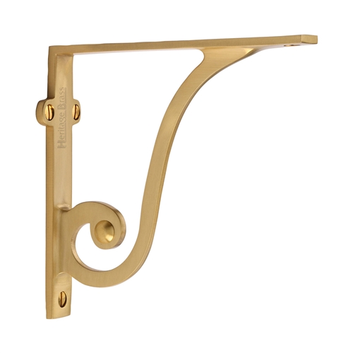 Heritage Brass Ornate Shelf Bracket in Satin Brass
