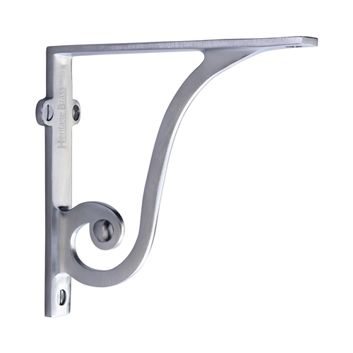 Heritage Brass Ornate Shelf Bracket in Satin Chrome