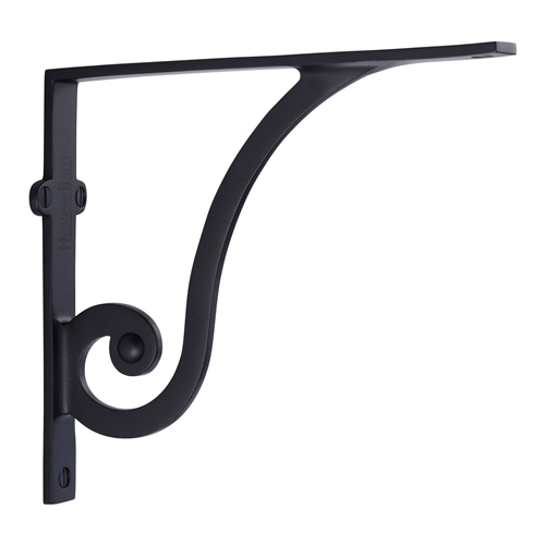Heritage Brass Ornate Shelf Bracket in Matt Black