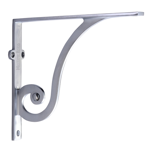 Heritage Brass Ornate Shelf Bracket in Satin Chrome