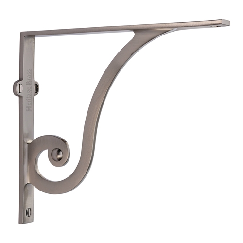 Heritage Brass Ornate Shelf Bracket in Satin Nickel