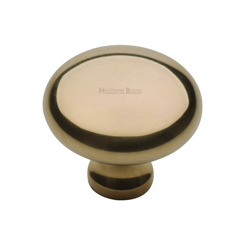 Victorian Round Cabinet Knob in Unlacquered Brass