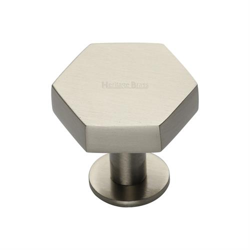 Hexagon Cabinet Knob with Rose