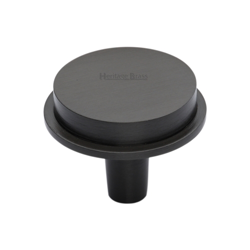 Flat Round Knob in Matt Bronze