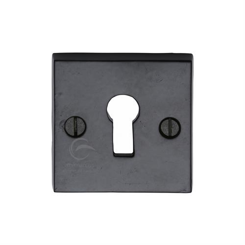 Standard Key Escutcheon Square Black Iron