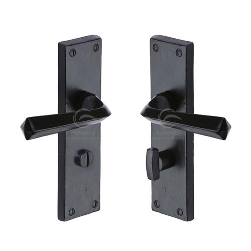 Black Iron Bridgnorth Door Handle on Plate