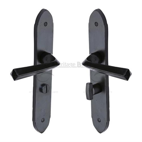 Black Iron Grafton Door Handle on Plate