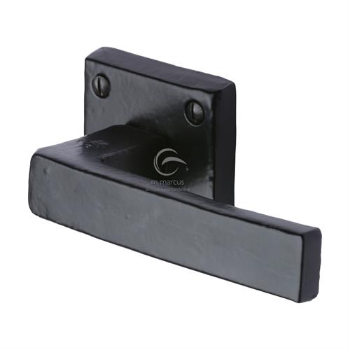 Black Iron Hanwood Door Handle on Square Rose