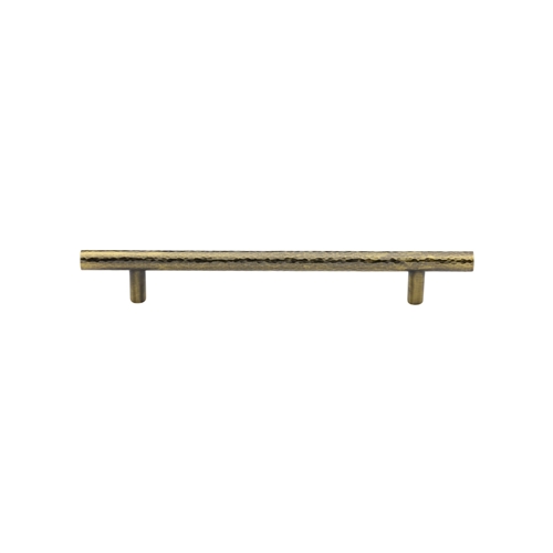 T-Bar Cabinet Pull Hammered Design in Antique Brass