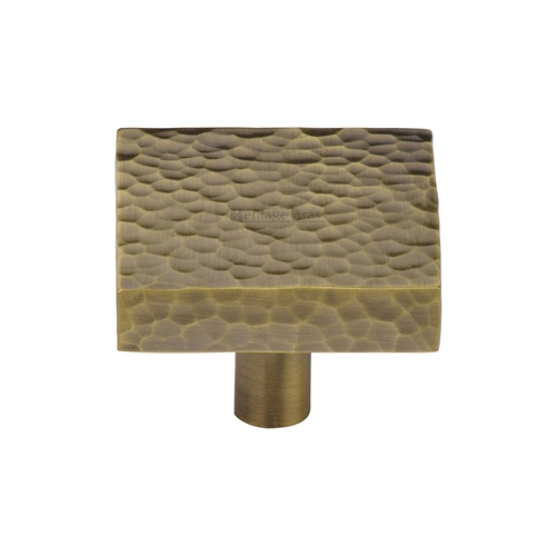 Heritage Brass Cabinet Knob Hammered Square Design