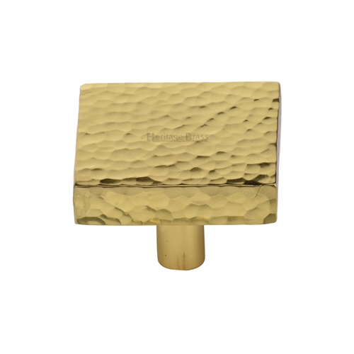 Heritage Brass Cabinet Knob Hammered Square Design