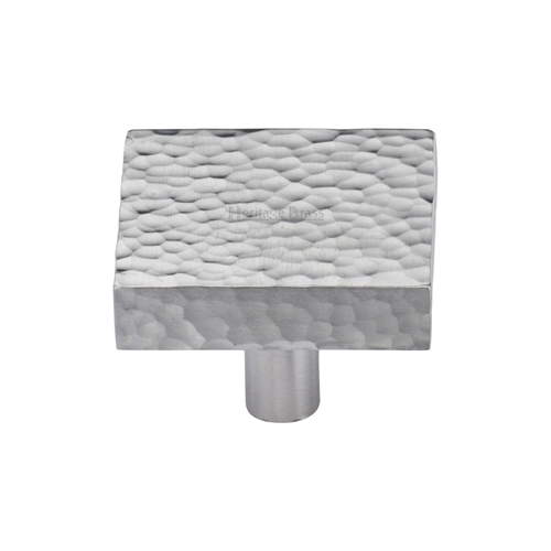 Heritage Brass Cabinet Knob Hammered Square Design